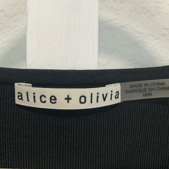 Alice and Olivia Abella Black Sheer Sleeve Puff Shoulder Long Sleeve Top - Picture 6 of 10